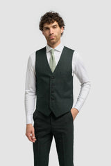 Gilet en tweed vert olive pour homme Caridi