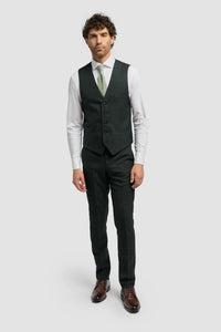 Gilet en tweed vert olive pour homme Caridi