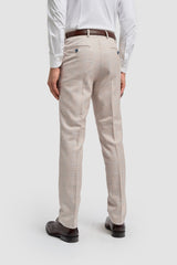 Pantalon de mariage beige en tweed Caridi pour homme