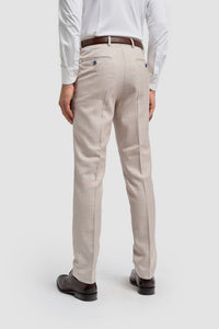 Pantalon de mariage beige en tweed Caridi pour homme