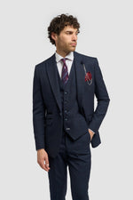 Caridi - Blazer en tweed bleu marine pour homme