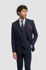 Caridi - Blazer en tweed bleu marine pour homme