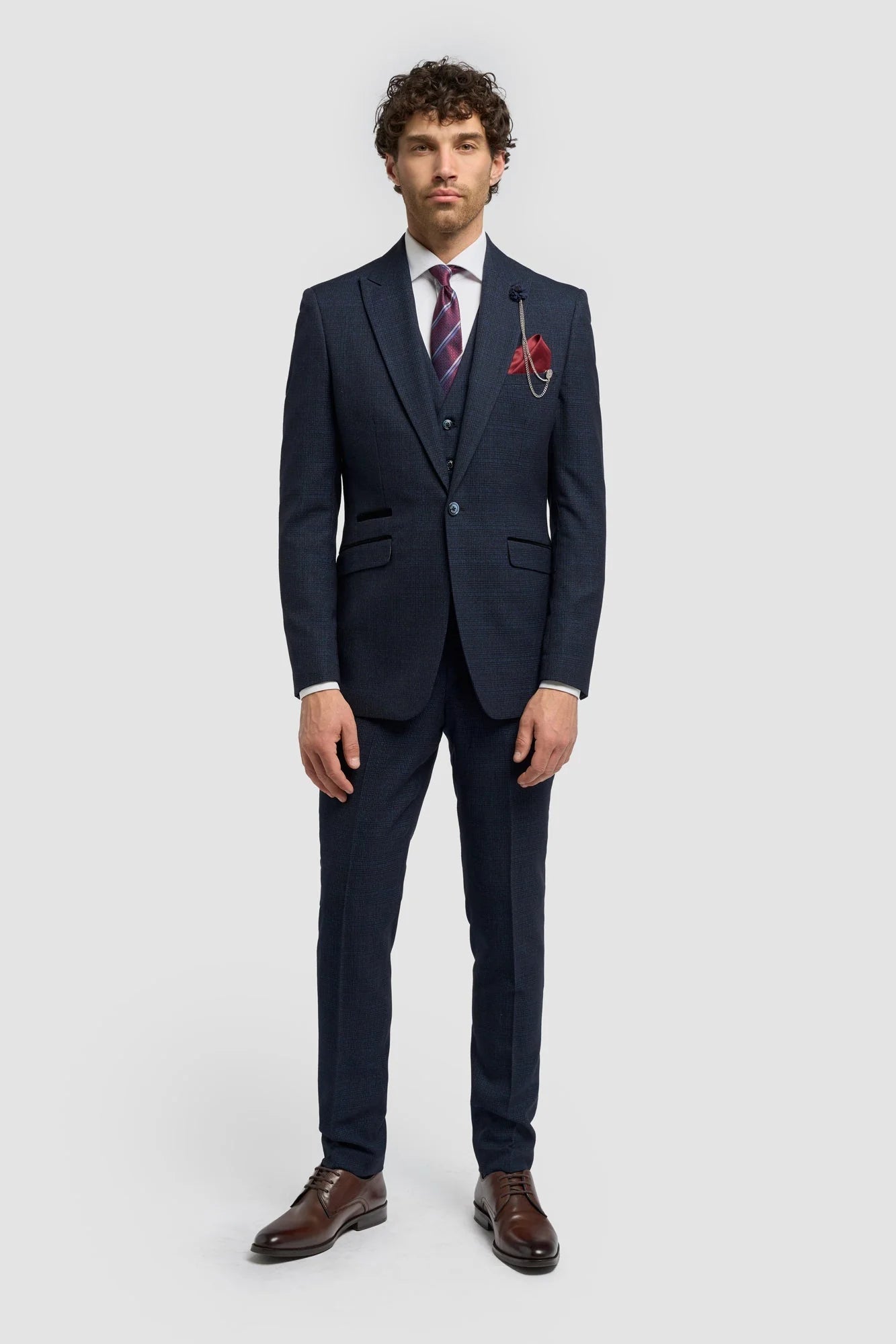 Caridi - Blazer en tweed bleu marine pour homme