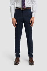 Costume trois pièces à carreaux bleu marine pour homme avec gilet crème contrastant