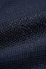 Costume trois pièces à carreaux bleu marine pour homme avec gilet crème contrastant