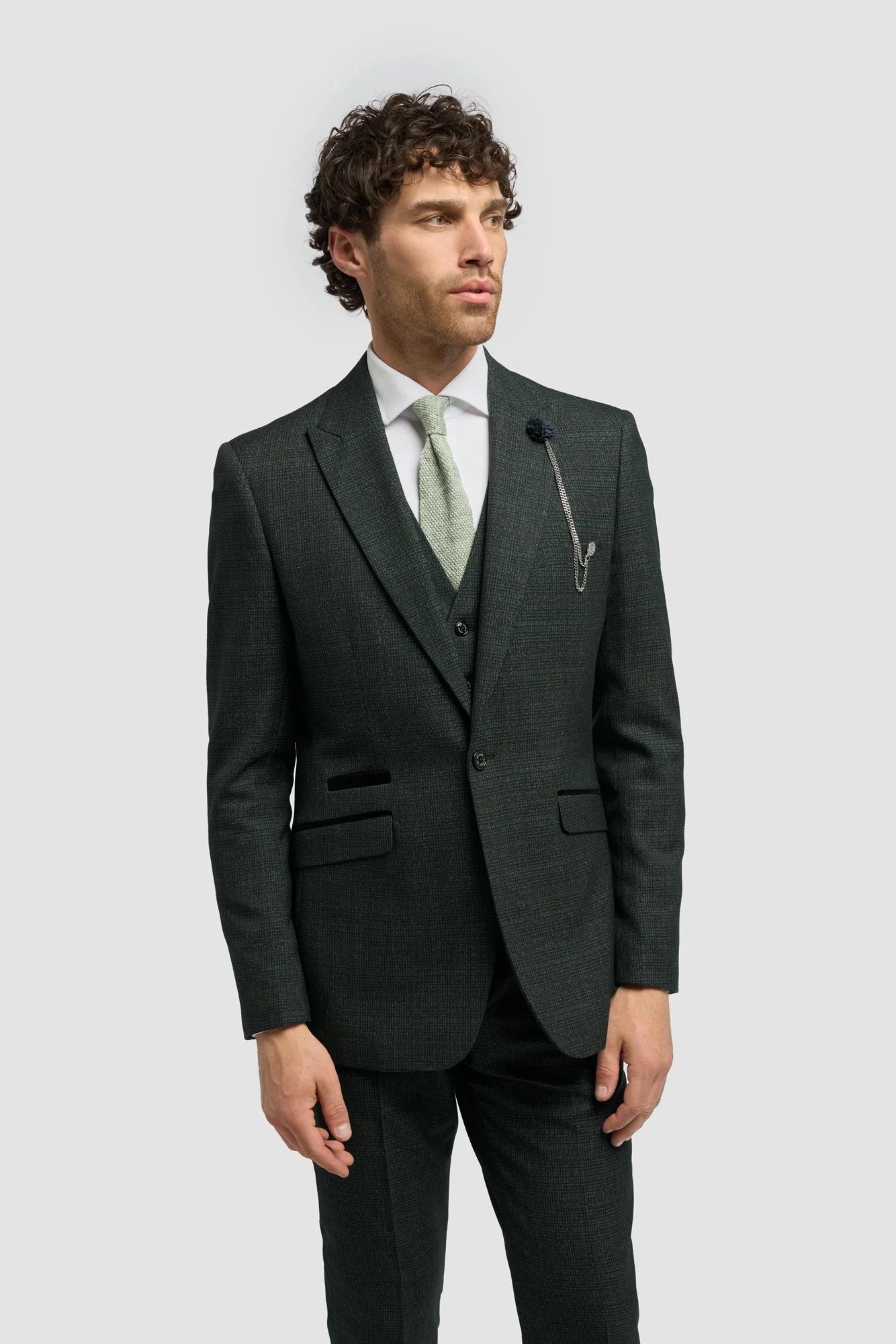 Blazer en tweed vert olive pour homme Caridi