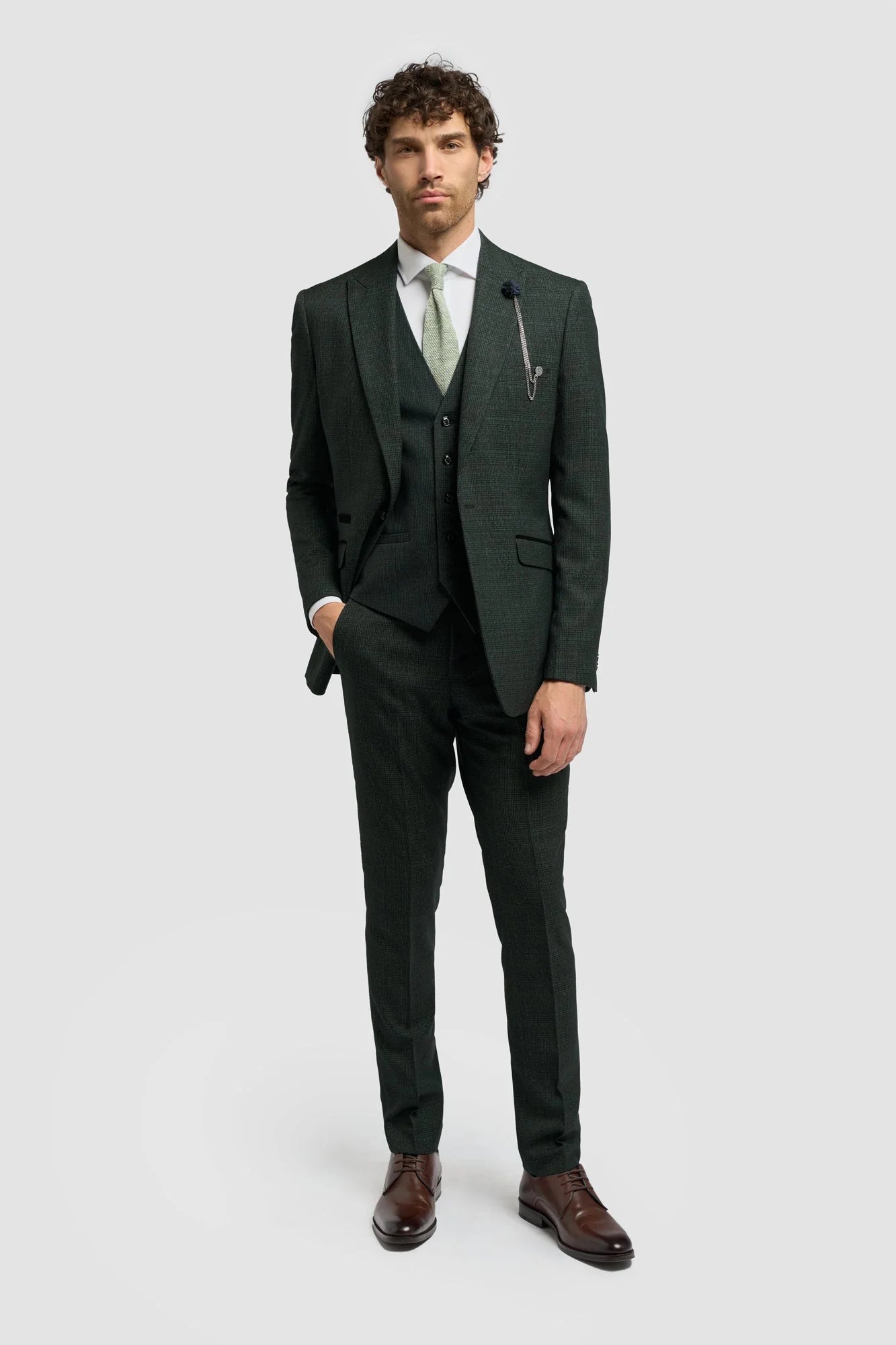 Blazer en tweed vert olive pour homme Caridi