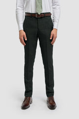 Pantalon en tweed vert olive pour homme Caridi