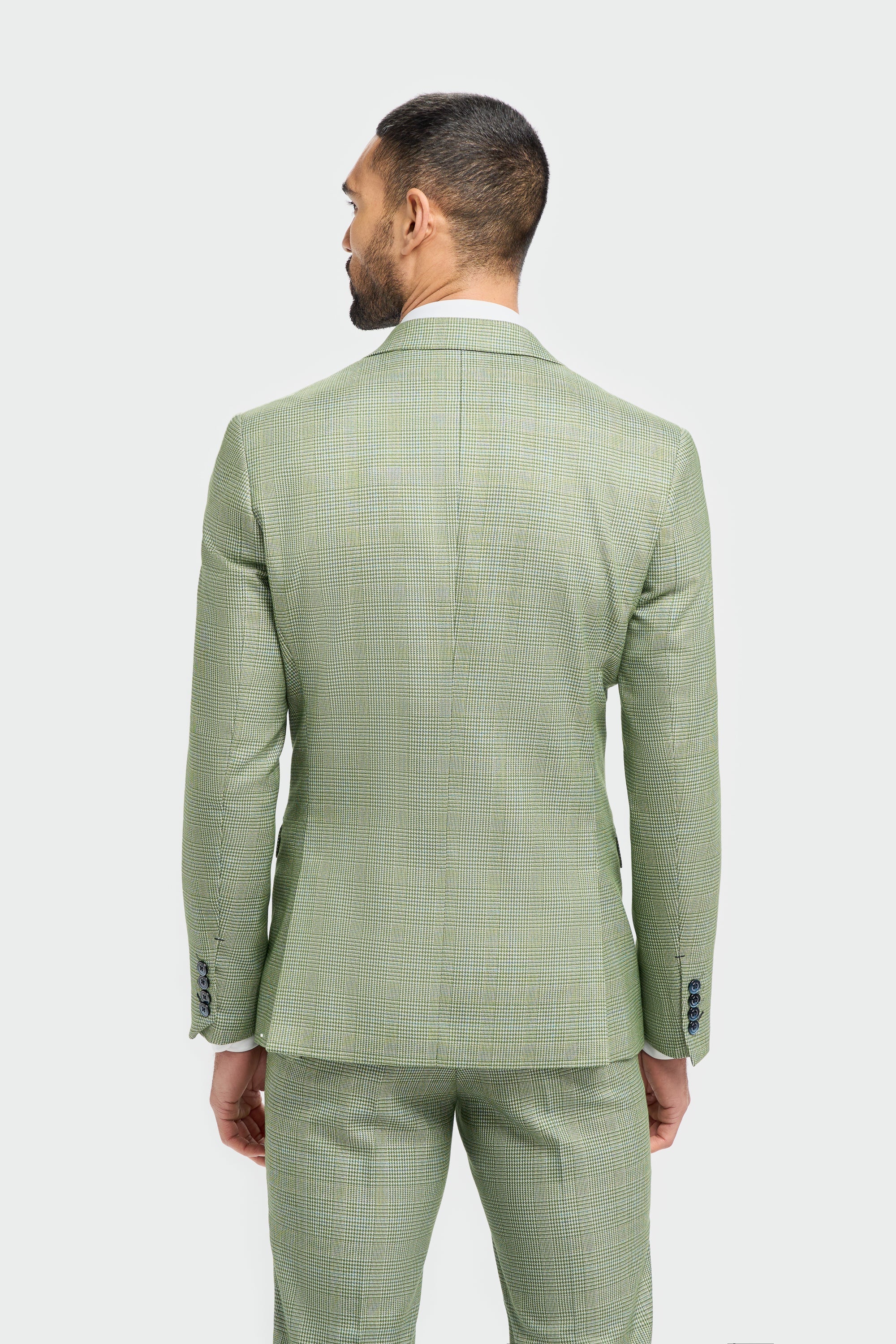 Blazer Caridi pour homme, coupe ajustée, à carreaux vert sauge