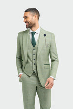 Blazer Caridi pour homme, coupe ajustée, à carreaux vert sauge