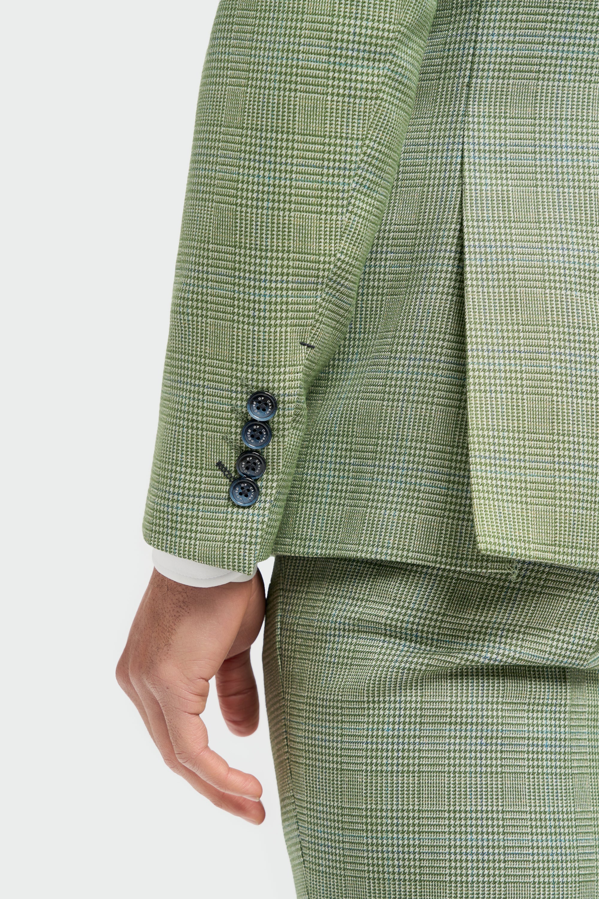 Blazer Caridi pour homme, coupe ajustée, à carreaux vert sauge