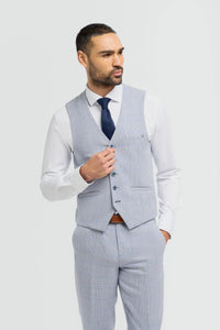 Caridi - Gilet de mariage bleu clair pour homme