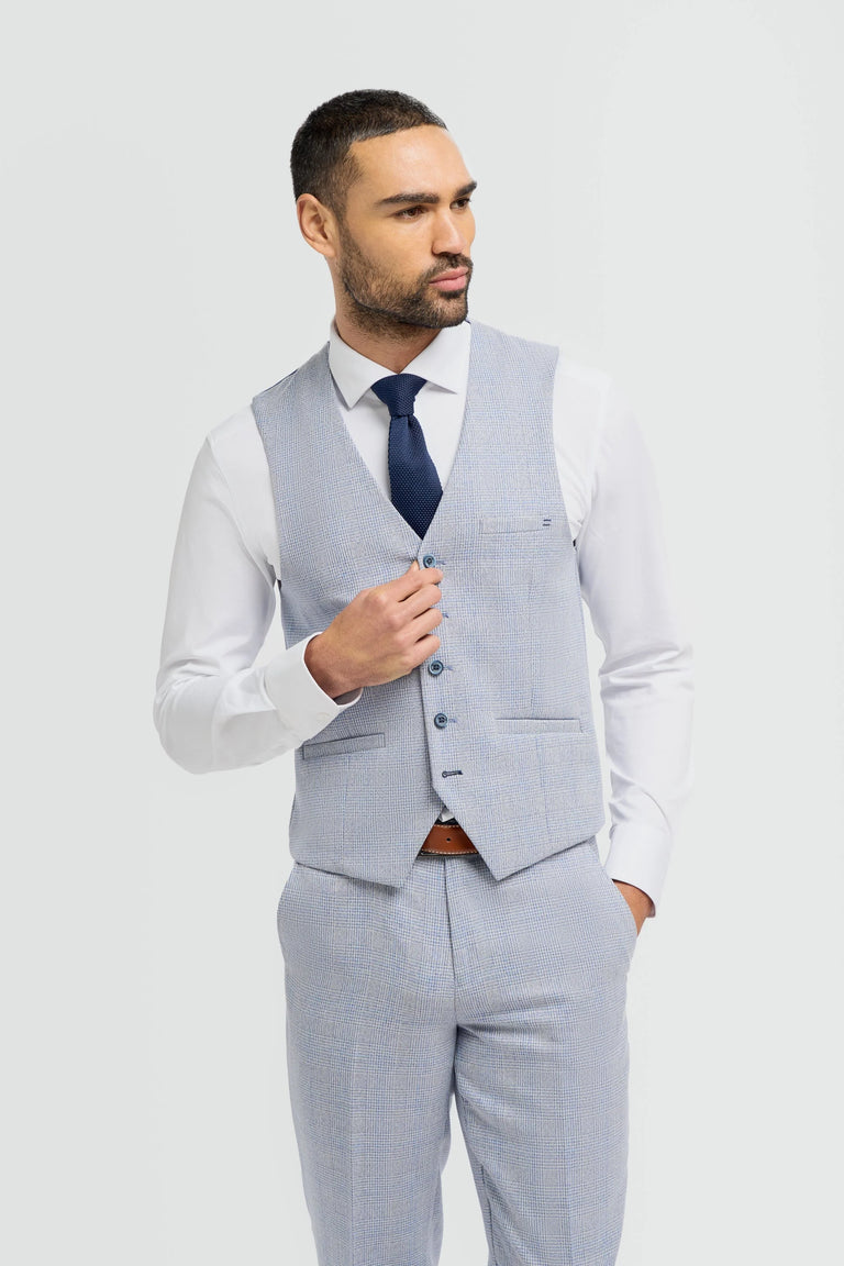Caridi - Gilet de mariage bleu clair pour homme