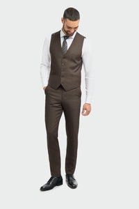 Caridi - Gilet en tweed marron pour homme