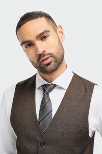 Caridi - Gilet en tweed marron pour homme