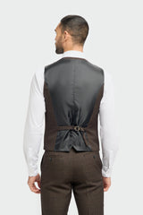Caridi - Gilet en tweed marron pour homme