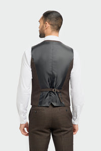 Caridi - Gilet en tweed marron pour homme