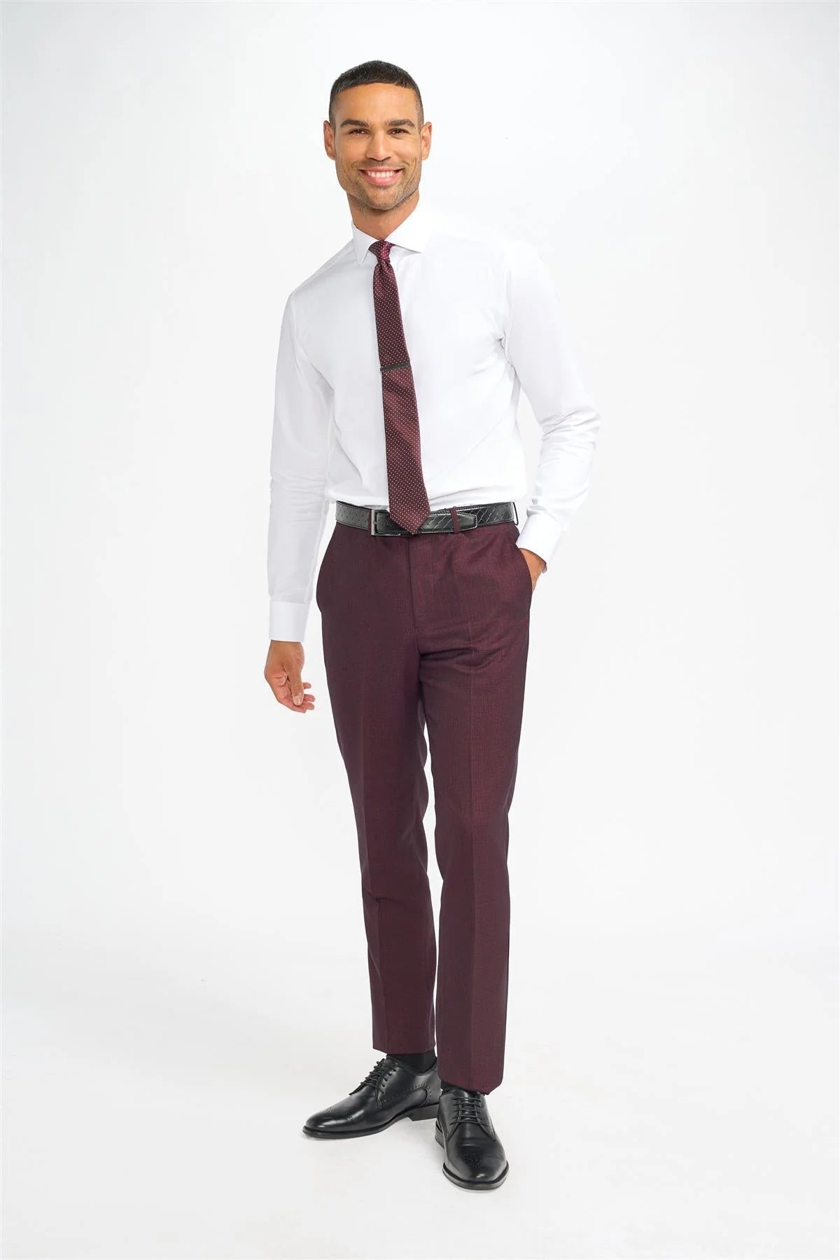 Pantalon à carreaux bordeaux pour homme Caridi