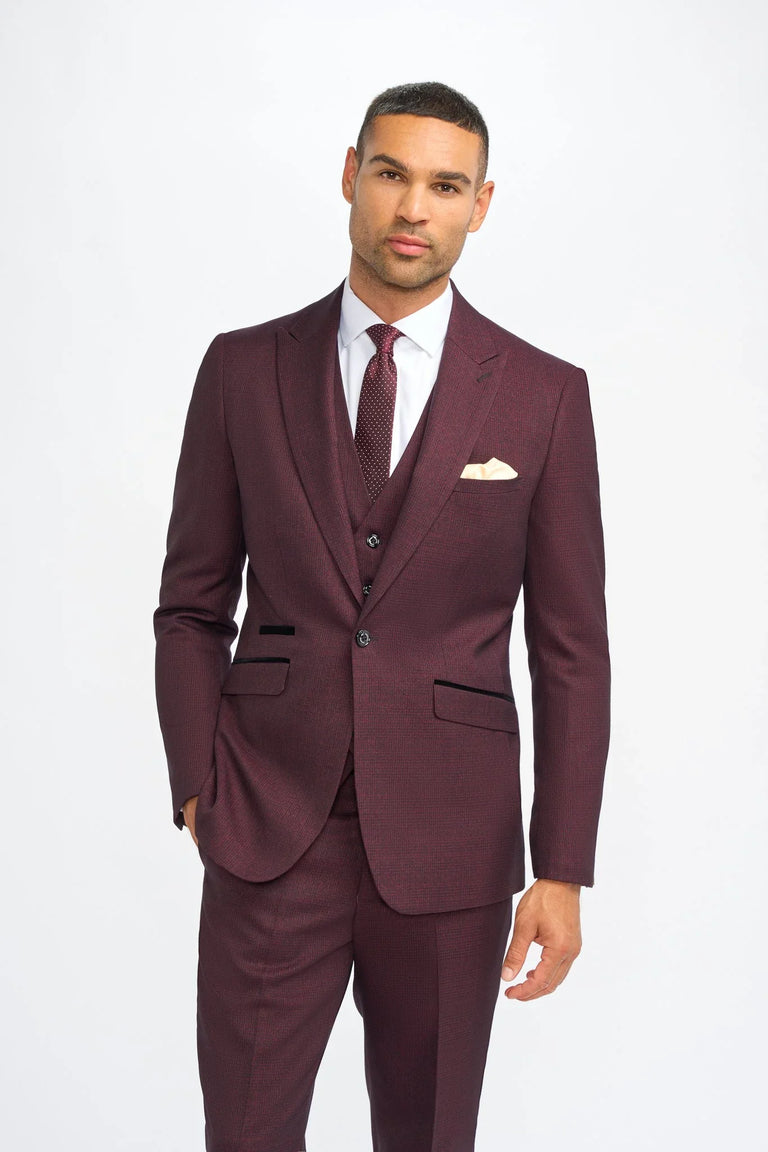 Blazer à carreaux bordeaux pour homme Caridi
