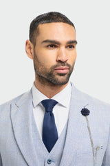 Costume trois pièces à carreaux pour homme, en tweed bleu clair, coupe ajustée, style Peaky Classic, idéal pour un mariage.