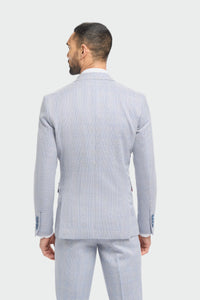 Costume trois pièces à carreaux pour homme, en tweed bleu clair, coupe ajustée, style Peaky Classic, idéal pour un mariage.