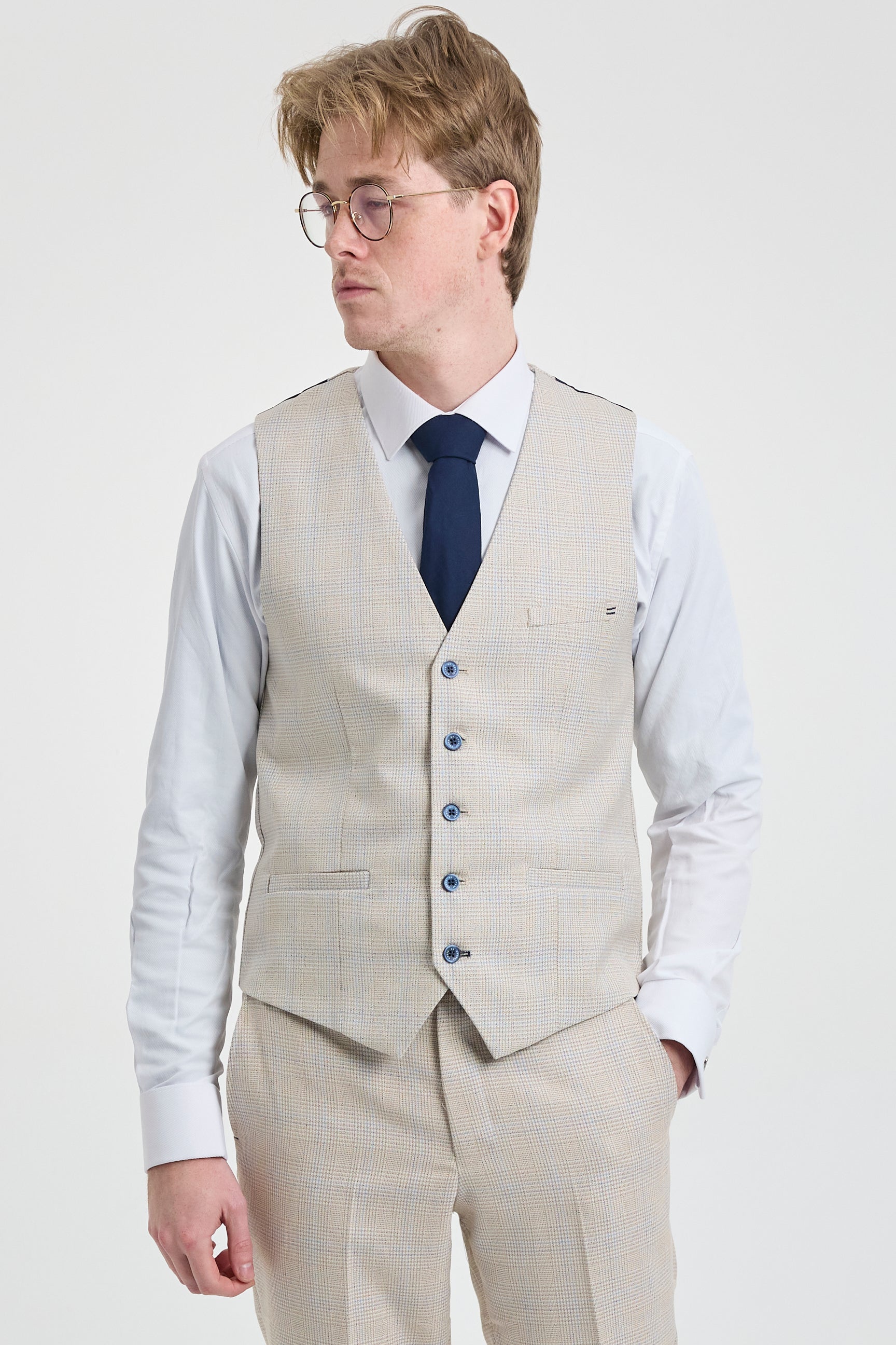 Costume de mariage trois pièces crème pour homme - Cavani Caridi