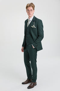 Costume trois pièces à carreaux pour homme, en tweed vert olive, coupe ajustée, style Peaky Classic, idéal pour un mariage.