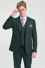 Costume trois pièces à carreaux pour homme, en tweed vert olive, coupe ajustée, style Peaky Classic, idéal pour un mariage.