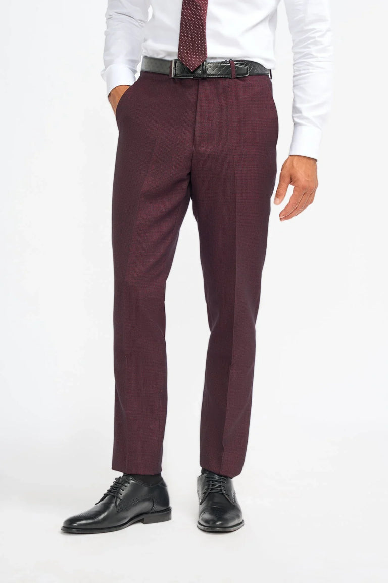 Pantalon à carreaux bordeaux pour homme Caridi
