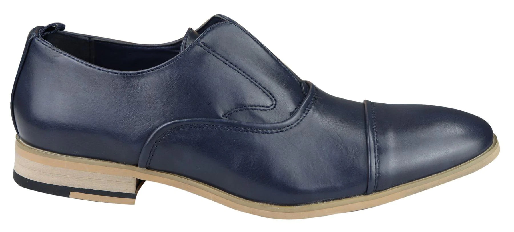 Mens Slip On Real Leather Shoes Smart Formal Navy Tan Brown Wedding Office Party