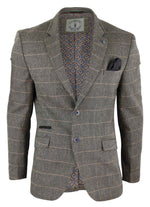 Mens Herringbone Check Vintage Blazer - Cavani Albert-Tan