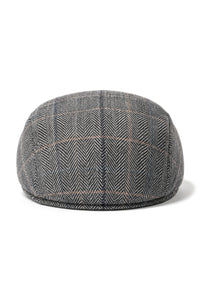 Casquette plate en tweed Cavani Albert pour homme - Tweed à chevrons en laine style grand-père - Marron clair/Gris anthracite