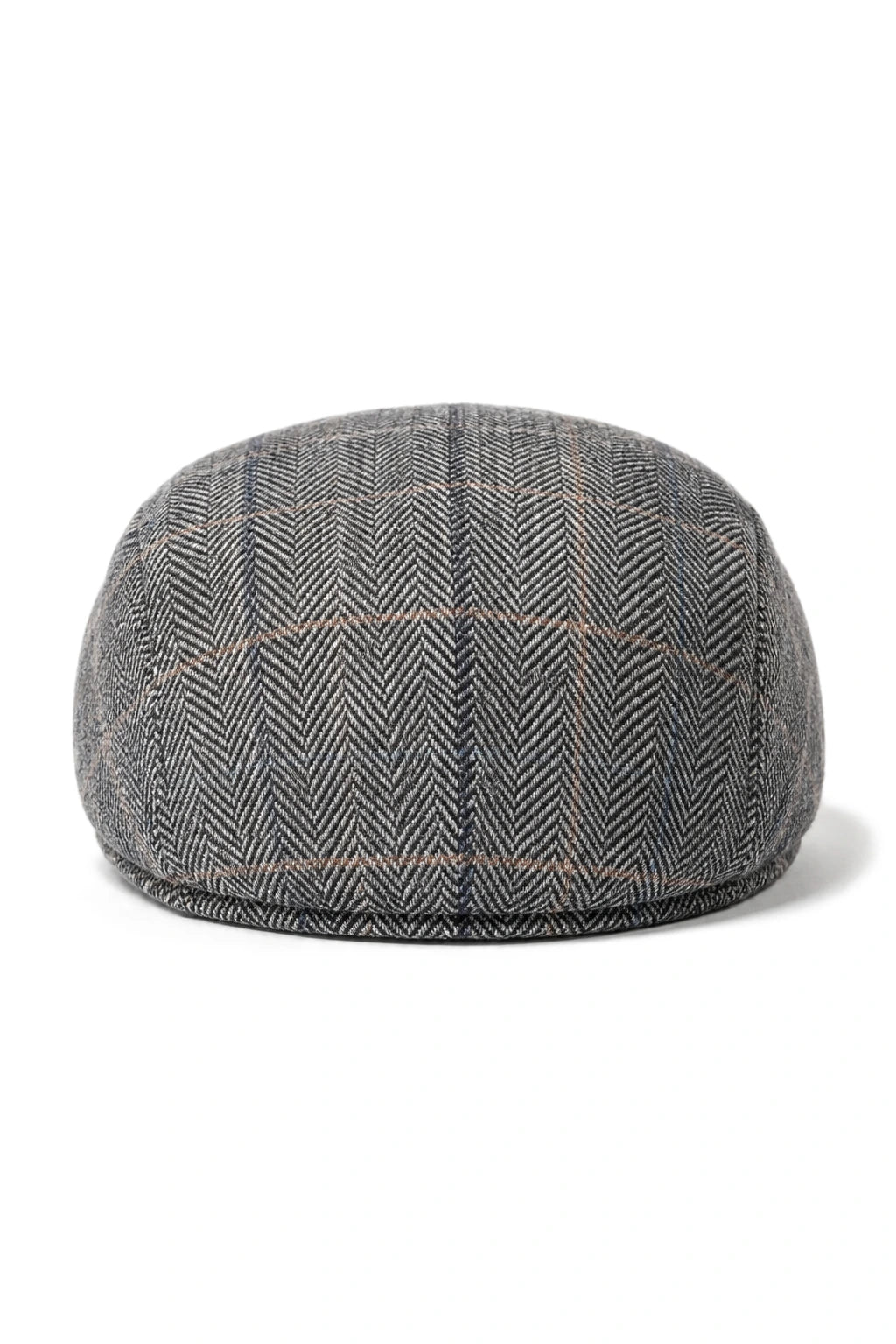 Casquette plate en tweed Cavani Albert pour homme - Tweed à chevrons en laine style grand-père - Marron clair/Gris anthracite