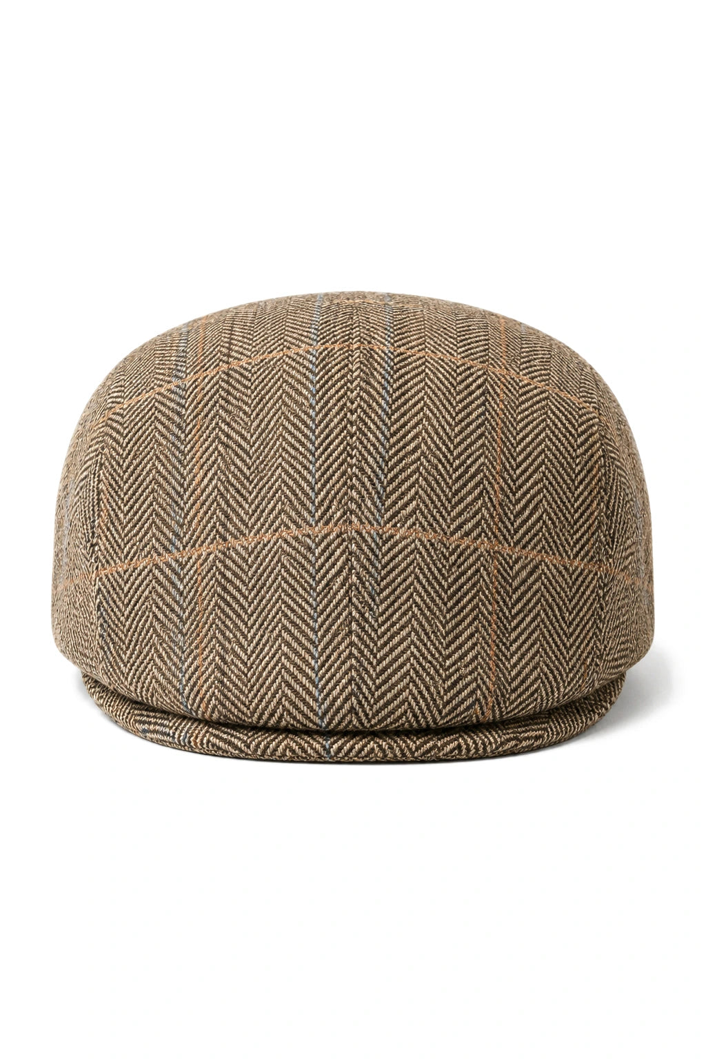 Casquette plate en tweed Cavani Albert pour homme - Tweed à chevrons en laine style grand-père - Marron clair/Gris anthracite