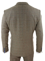 Cavani Ascari - Men's 3 Piece Oak Brown Tweed Check Suit
