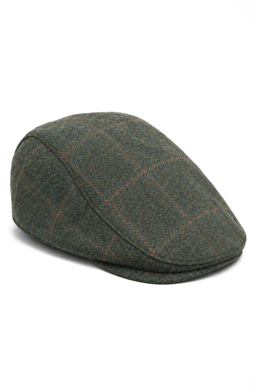 Casquette plate Cavani Kempson - Chapeau grand-père vintage en tweed et laine à carreaux pour homme - Vert olive/Bleu marine
