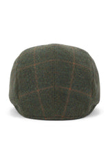 Casquette plate Cavani Kempson - Chapeau grand-père vintage en tweed et laine à carreaux pour homme - Vert olive/Bleu marine