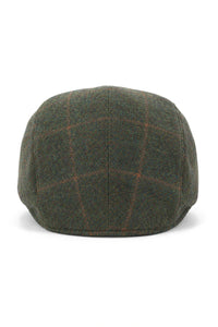 Casquette plate Cavani Kempson - Chapeau grand-père vintage en tweed et laine à carreaux pour homme - Vert olive/Bleu marine