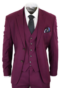 Cavani Magnus - Men's 3 Piece Cassic Burgundy Wine Suit