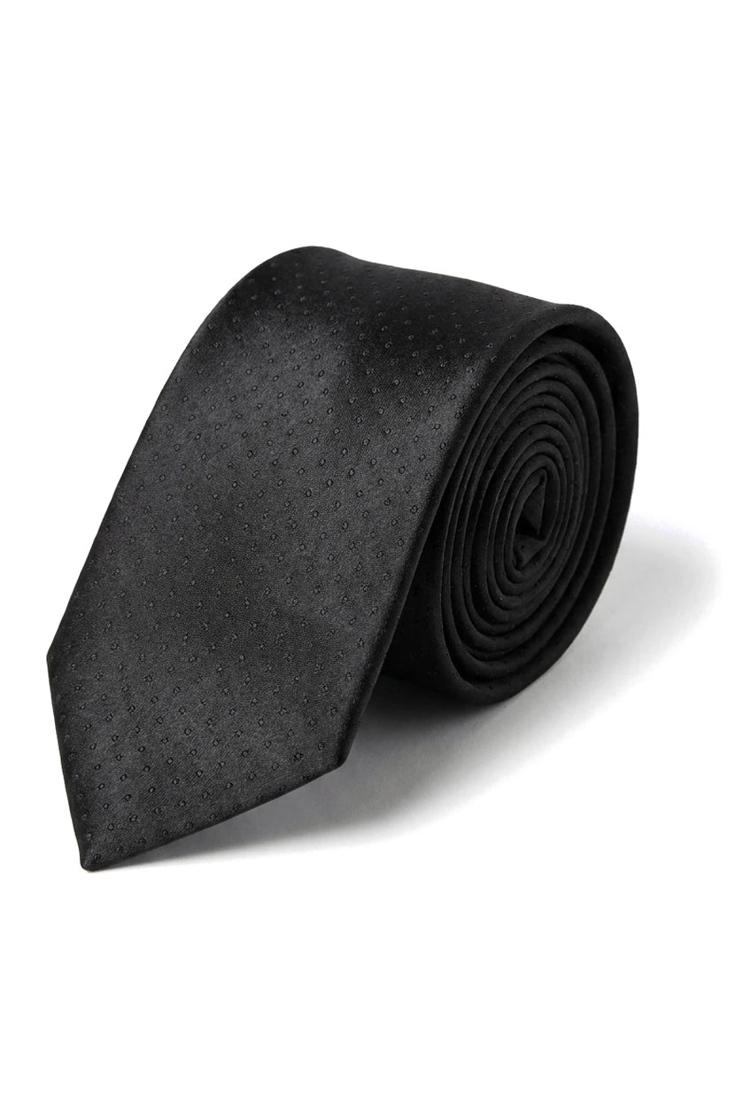Cravate en satin Cavani - Ensemble cravate, mouchoir et pince à cravate assortis en satin de soie pour homme, à pois, idéal pour mariage, bal ou bureau. Motif à pois.
