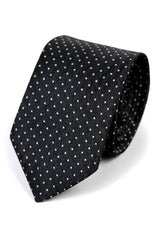 Cravate en satin Cavani - Ensemble cravate, mouchoir et pince à cravate assortis en satin de soie pour homme, à pois, idéal pour mariage, bal ou bureau. Motif à pois.