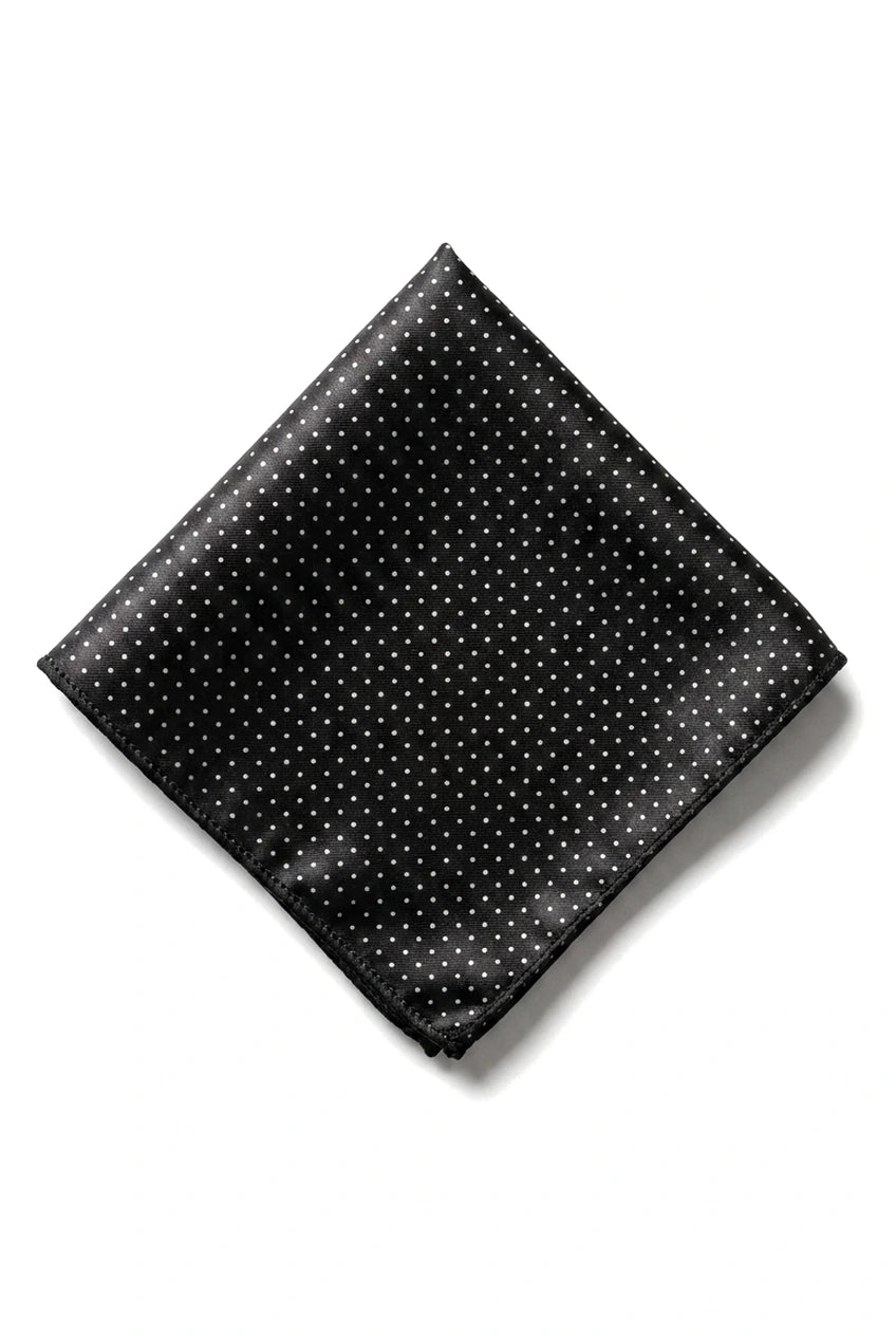 Cravate en satin Cavani - Ensemble cravate, mouchoir et pince à cravate assortis en satin de soie pour homme, à pois, idéal pour mariage, bal ou bureau. Motif à pois.