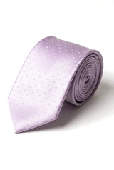 Cravate en satin Cavani - Ensemble cravate, mouchoir et pince à cravate assortis en satin de soie pour homme, à pois, idéal pour mariage, bal ou bureau. Motif à pois.