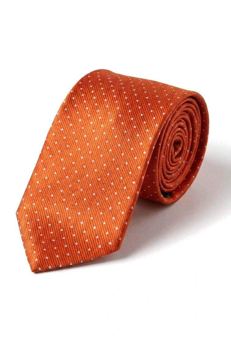 Cravate en satin Cavani - Ensemble cravate, mouchoir et pince à cravate assortis en satin de soie pour homme, à pois, idéal pour mariage, bal ou bureau. Motif à pois.