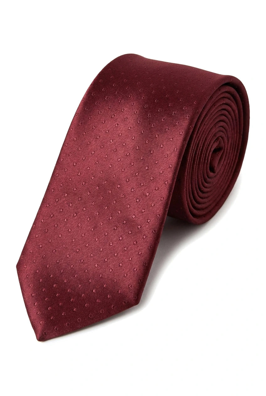 Cravate en satin Cavani - Ensemble cravate, mouchoir et pince à cravate assortis en satin de soie pour homme, à pois, idéal pour mariage, bal ou bureau. Motif à pois.