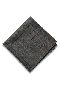 Cravate en tweed à carreaux gris anthracite avec pochette et pince à cravate - Gris anthracite