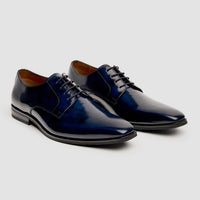 Chester - Chaussures Derby pour homme, bleu marine, cirées et brillantes