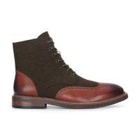 Clifford - Bottines brogues en cuir kaki marron pour homme