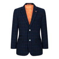 Boys Blue 3 Piece Suit Navy Check Wedding Prom Formal Vintage Tailored Fit