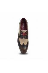 Cole - Chaussures brogues pour homme en cuir marron et toile avec détails en cuir